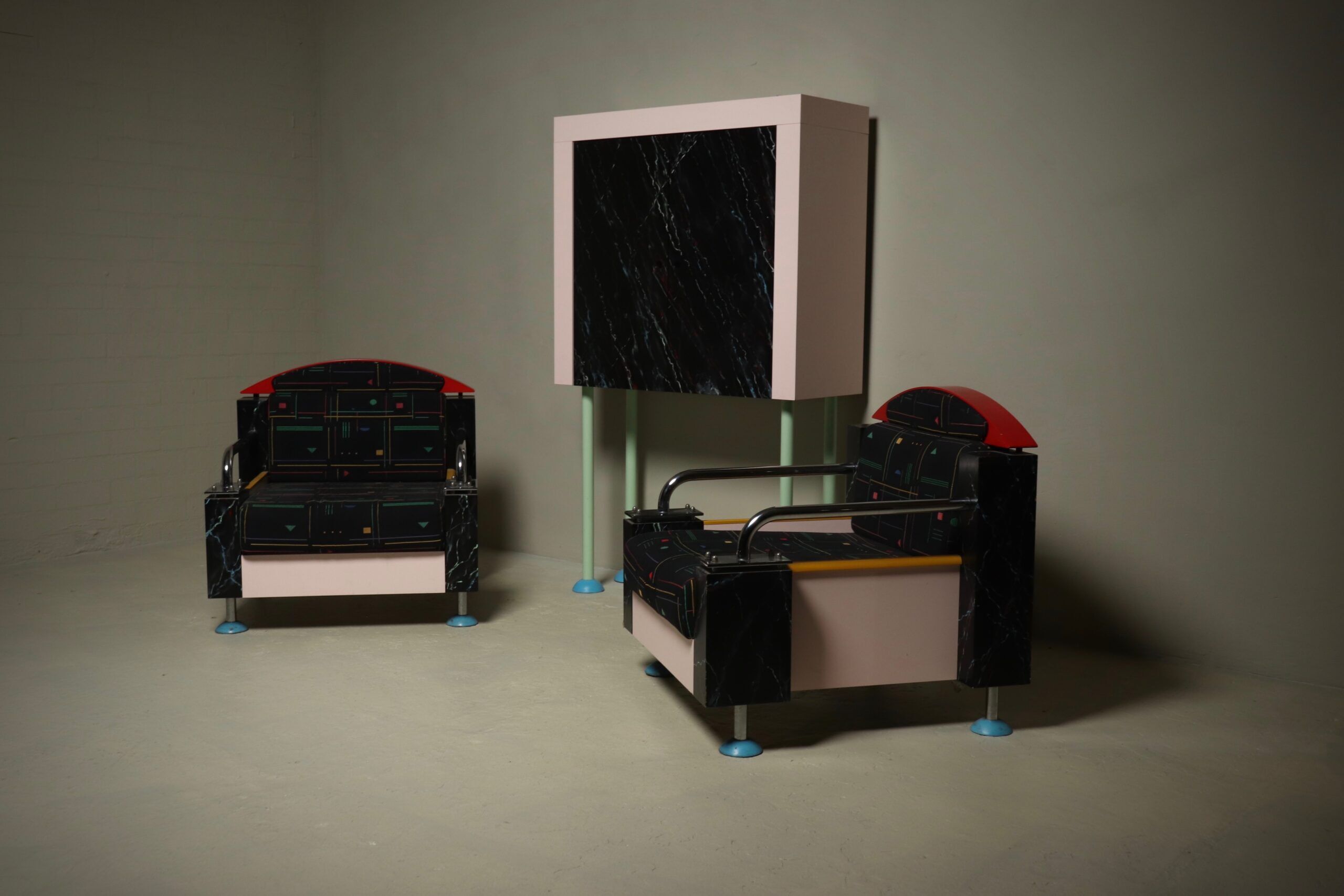 Memphis style cabinet by Dutch architect Wim Hofman 1980s
