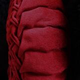 Coussin rond velours rouge foncé rosace tressé vintage