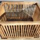 Caisse panier cage de filature XIXe à barreaux bois