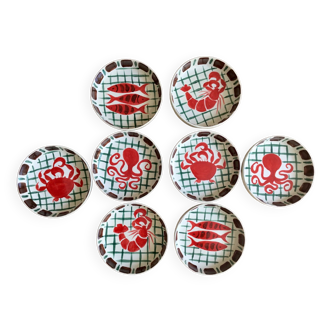 Set of 8 hand-painted soup plates