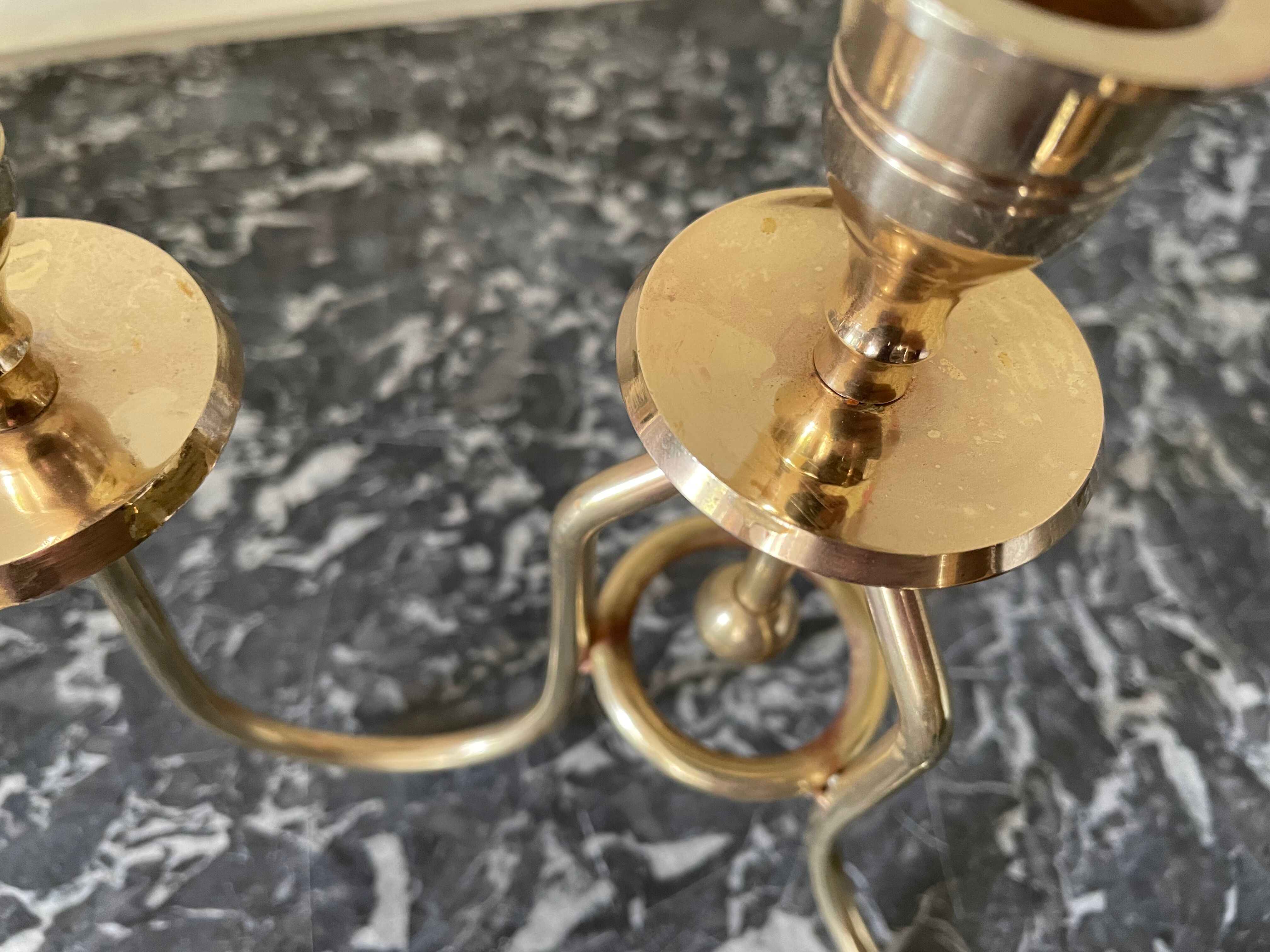 Golden brass candle holder