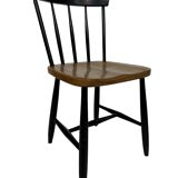 Vintage set of four -bar chair made of black lacquered wood - 1960s