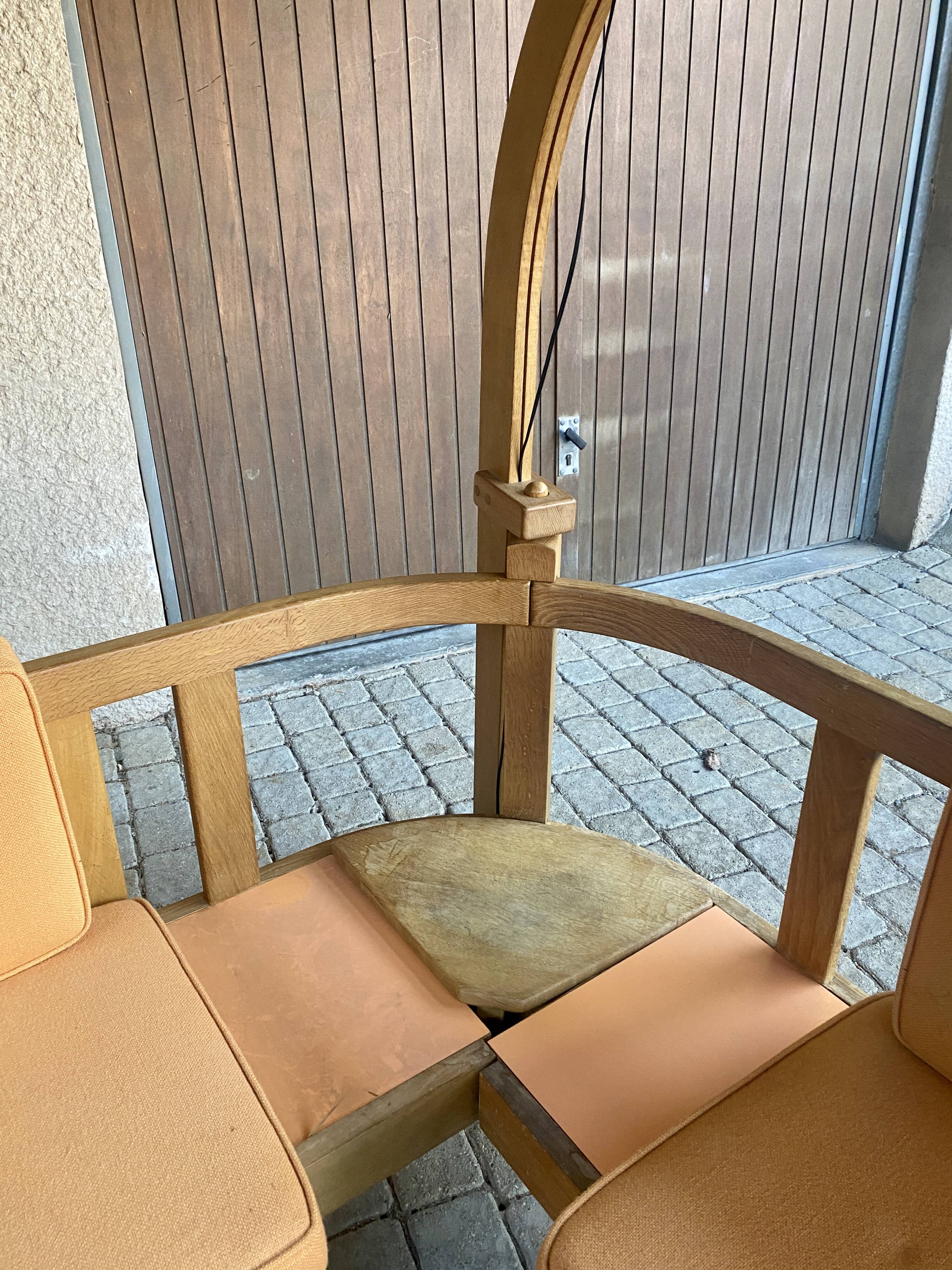 Corner bench and incorporated floor lamp guillerme et chambron