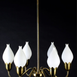Danish Tulipan Brass Chandelier from Fog & Mørup, 1960s