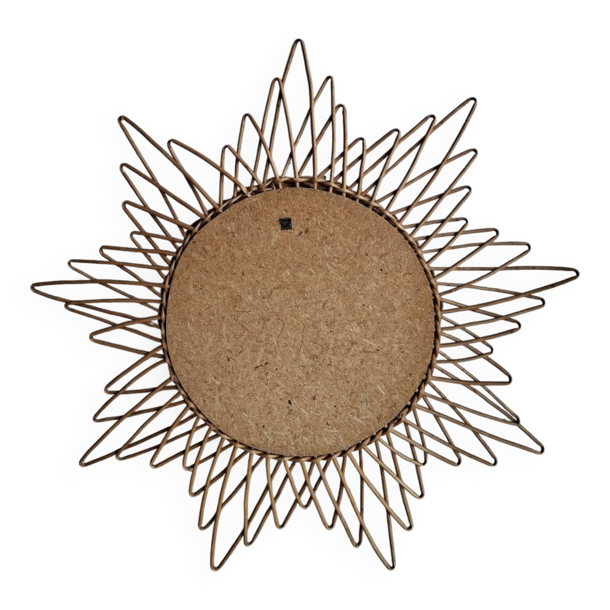 Vintage sun mirror in woven rattan