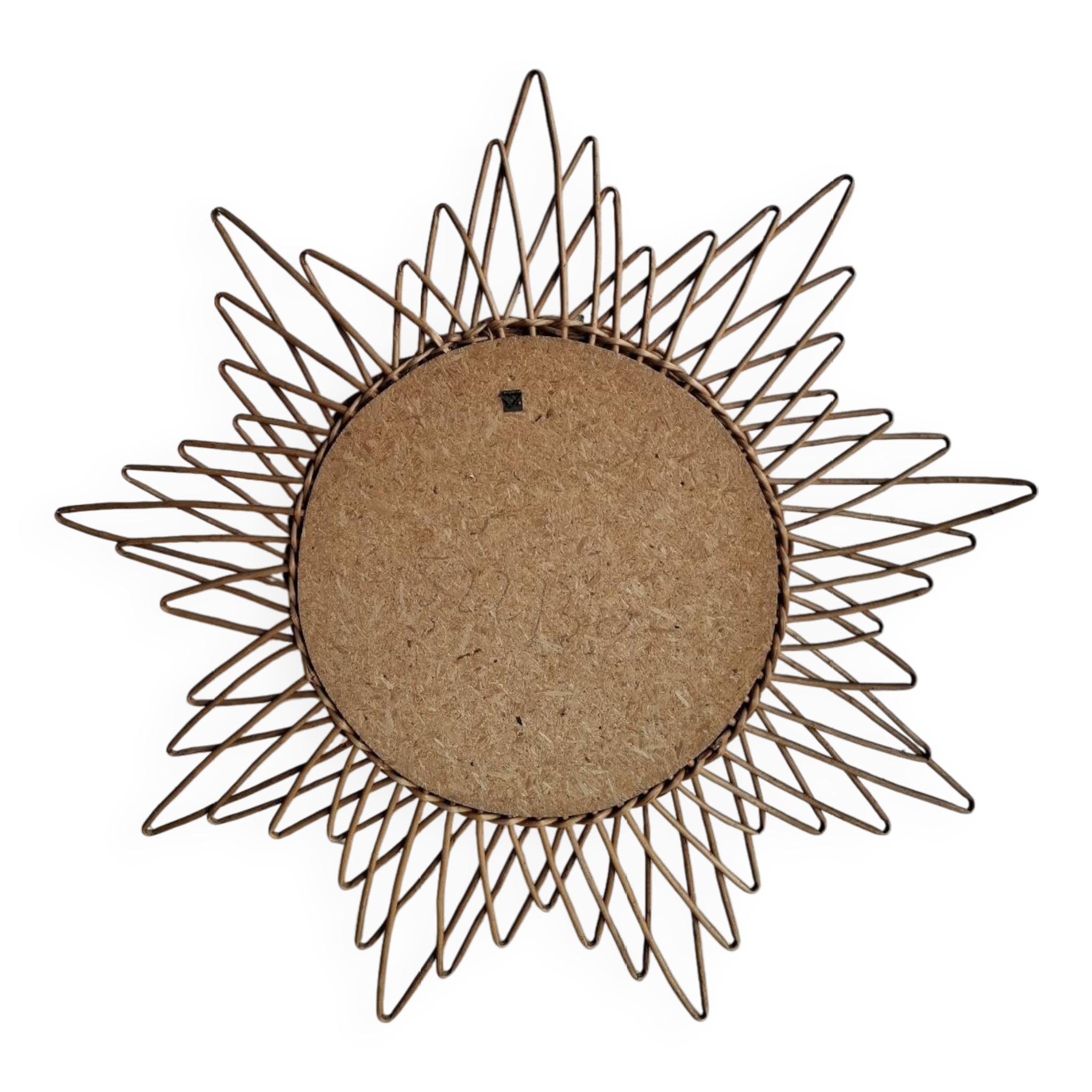 Vintage sun mirror in woven rattan