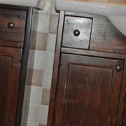 Vintage Poplar Wood Vanity Cabinet with Wash Basin, 1960s, Set of 2