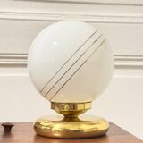 Hollywood Regency brass opaline globe lamp