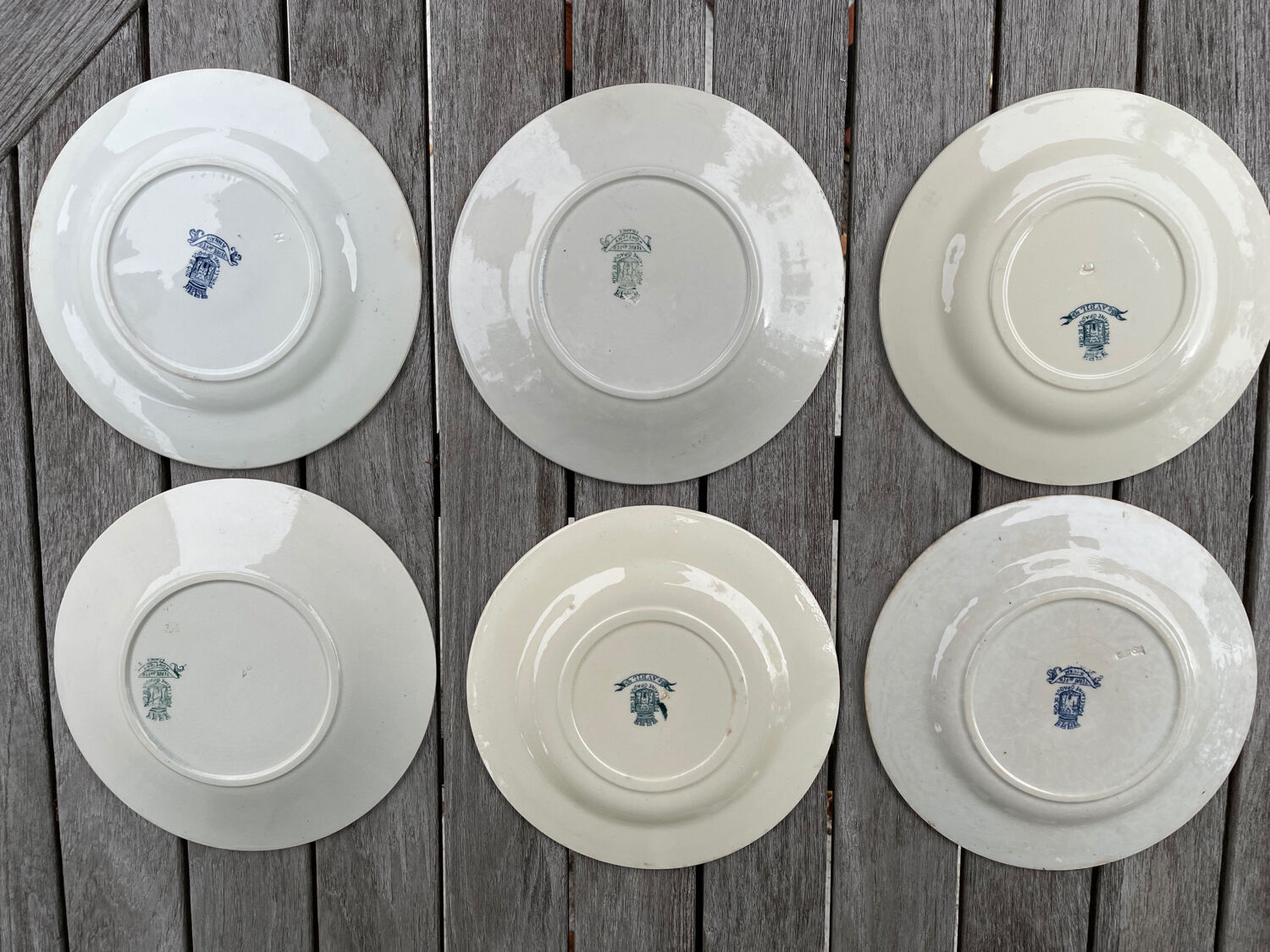 6 Mismatched Gien Iron Earth Dessert Plates