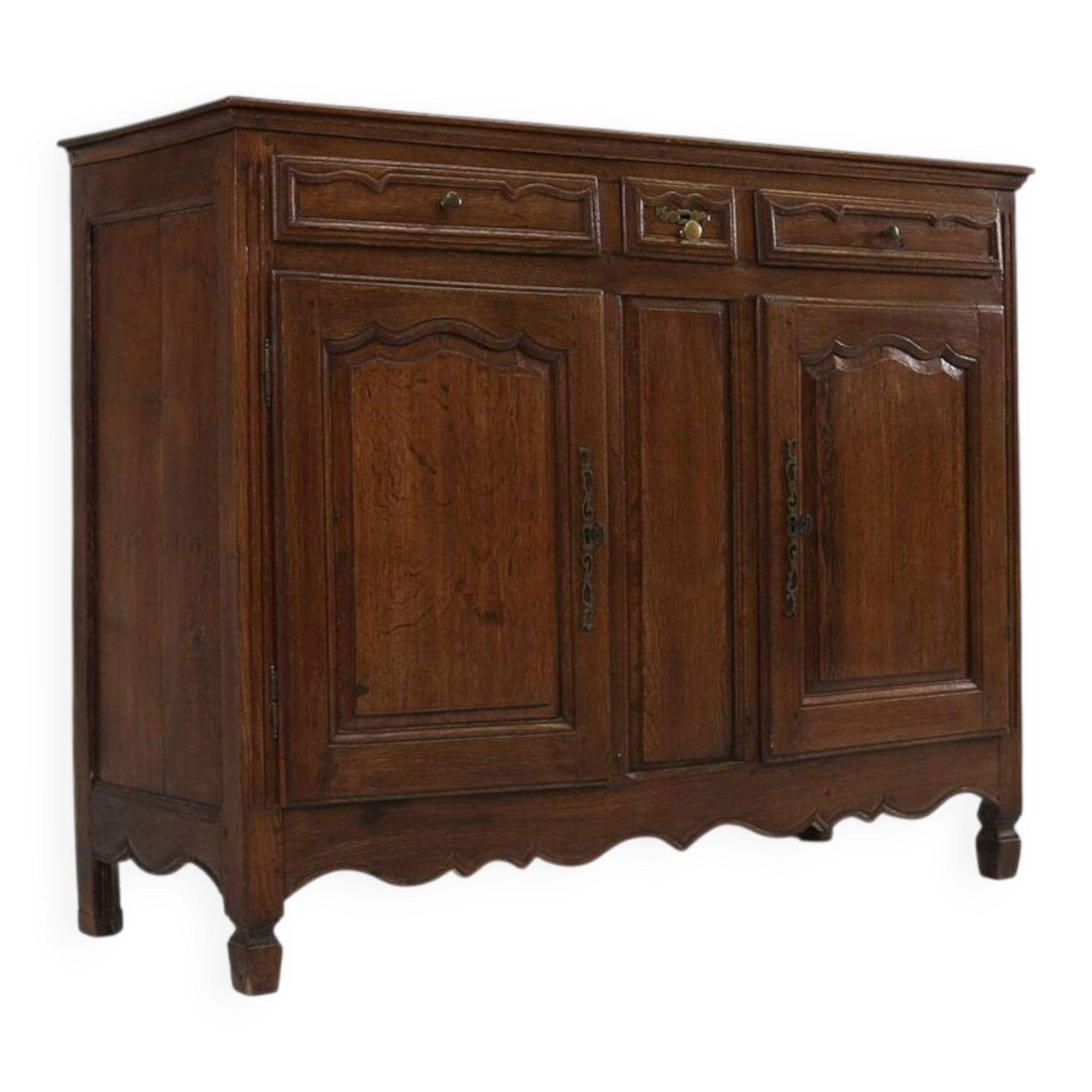 Antique Flemish Solid Oak Cabinet, ca. 1850