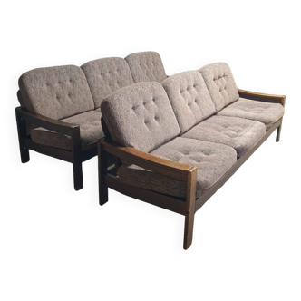 Vintage Scandinavian style three seater lounge sofa, 1980´s, set of 2
