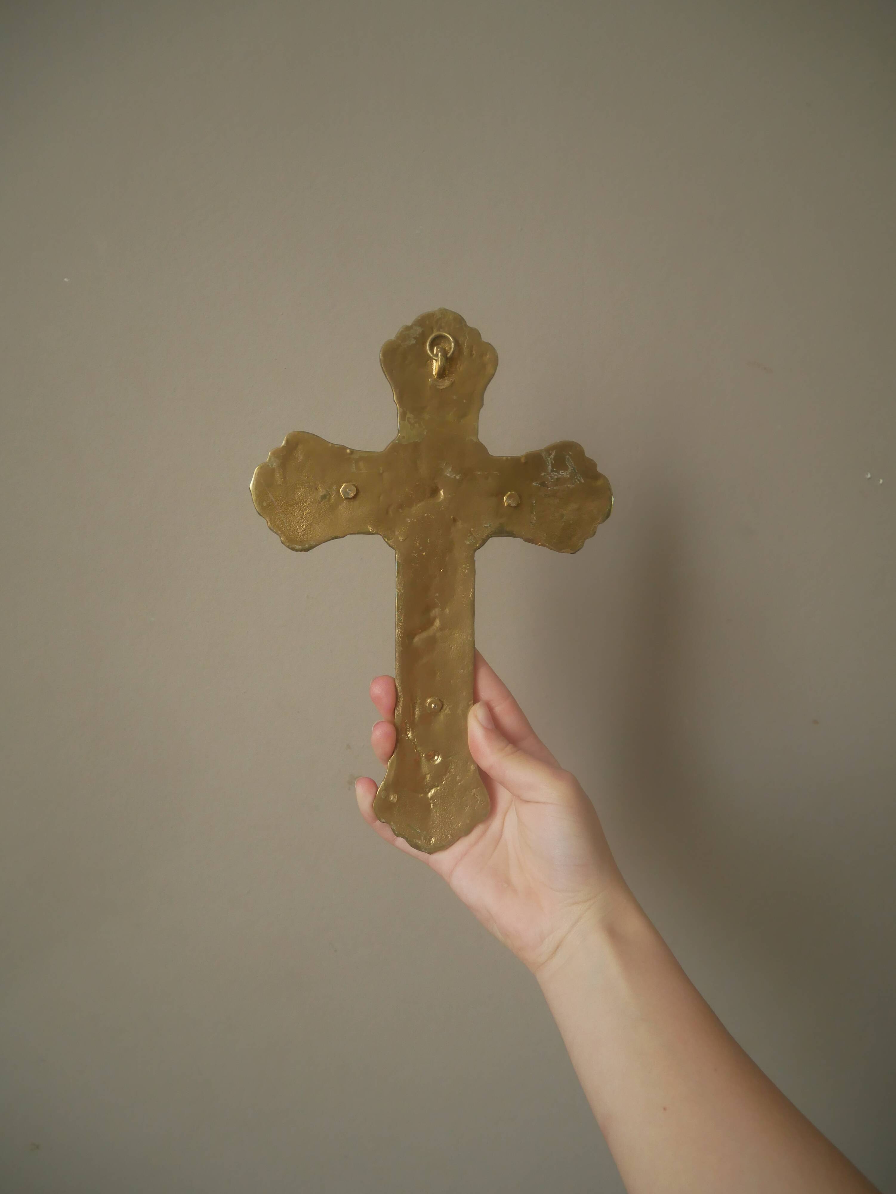 Crucifix in gold metal collection antique religious object decoration country baroque cross