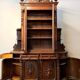 Renaissance castle library in walnut, half-moon shape, circa 1850