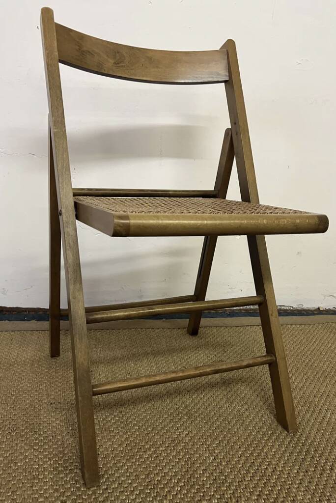 Vintage wooden and cane folding chair