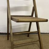 Vintage wooden and cane folding chair