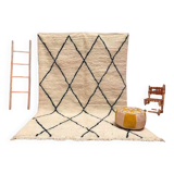 Thick white Berber carpet made of wool, BENI OUARAIN