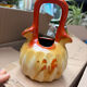 Vase soliflor double ouverture Belgique orange marron vintage