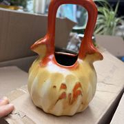 Vase soliflor double ouverture Belgique orange marron vintage