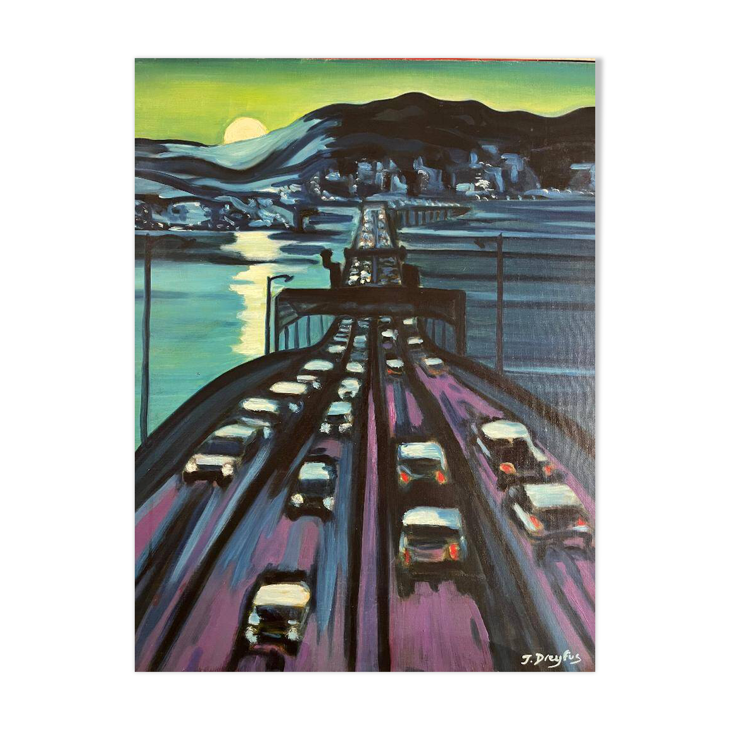 Pont à Seattle- Peinture à l'huile-Jérôme Dreyfus-1992