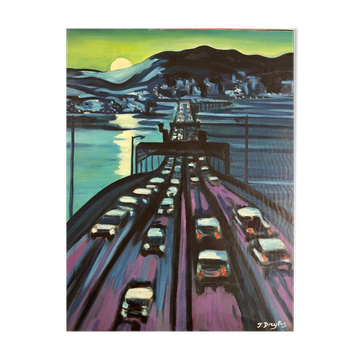 Bridge in Seattle - Oil painting - Jérôme Dreyfus - 1992