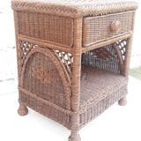 Wicker and rattan bedside table