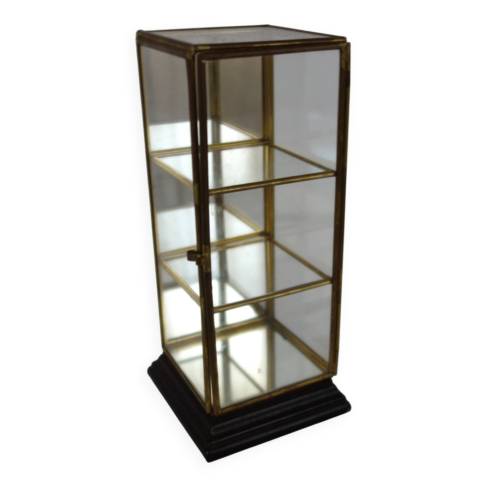 Vintage display case for miniature or jewelry brass and glass