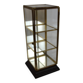 Vintage display case for miniature or jewelry brass and glass