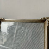 Cadre art déco métal argent laiton 21,5 cm x 16,5 cm verre convexe