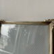 Art deco metal silver frame brass 21.5 cm x 16.5 cm convex glass