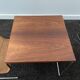 Vintage side table / newspaper holder in leather, chrome-plated steel rosewood, ca 1970