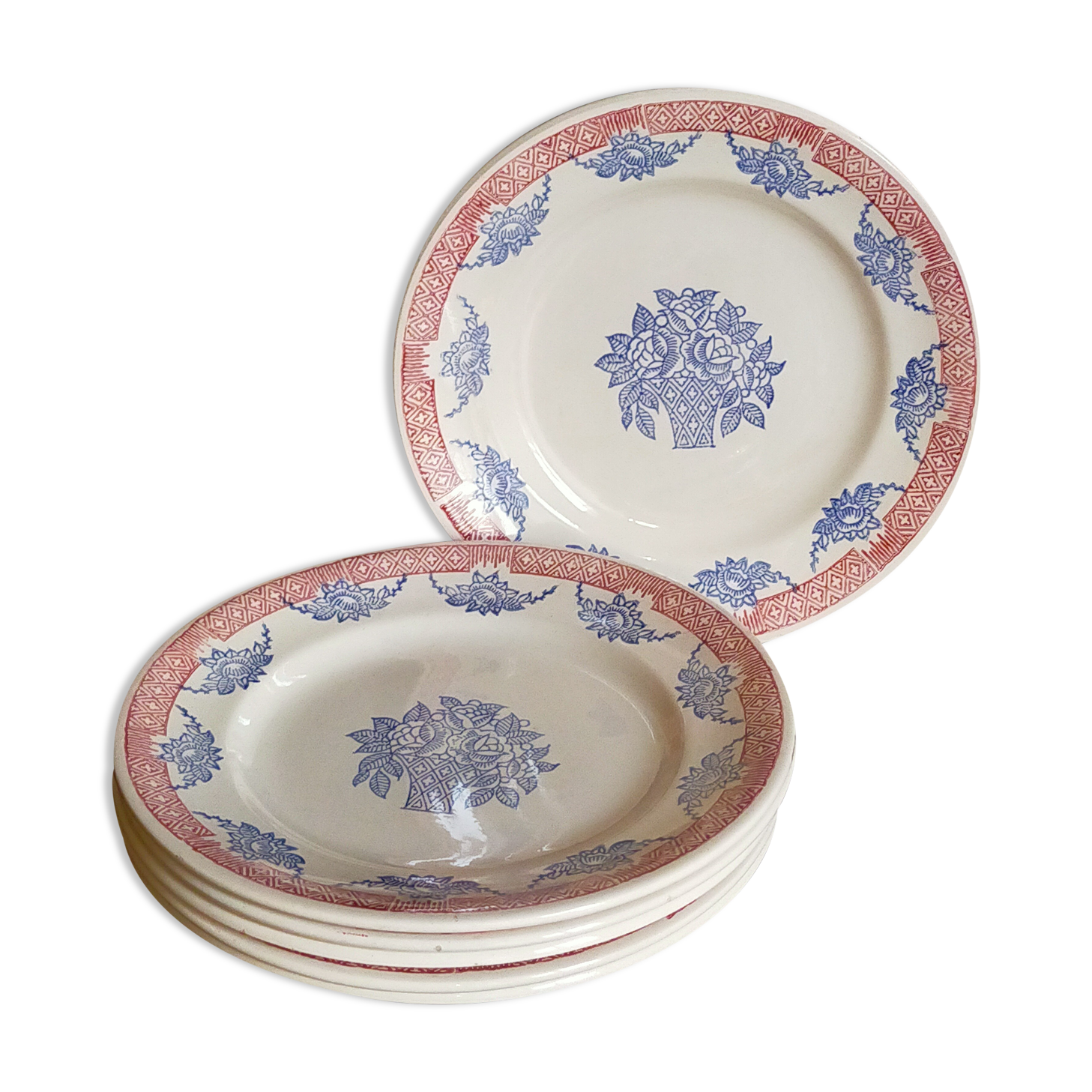 Six Art Deco plates in Longwy service "Normandy"