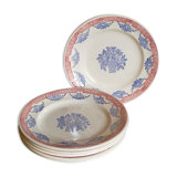 Six assiettes Art-Déco en faïence de Longwy  service"Normandie"