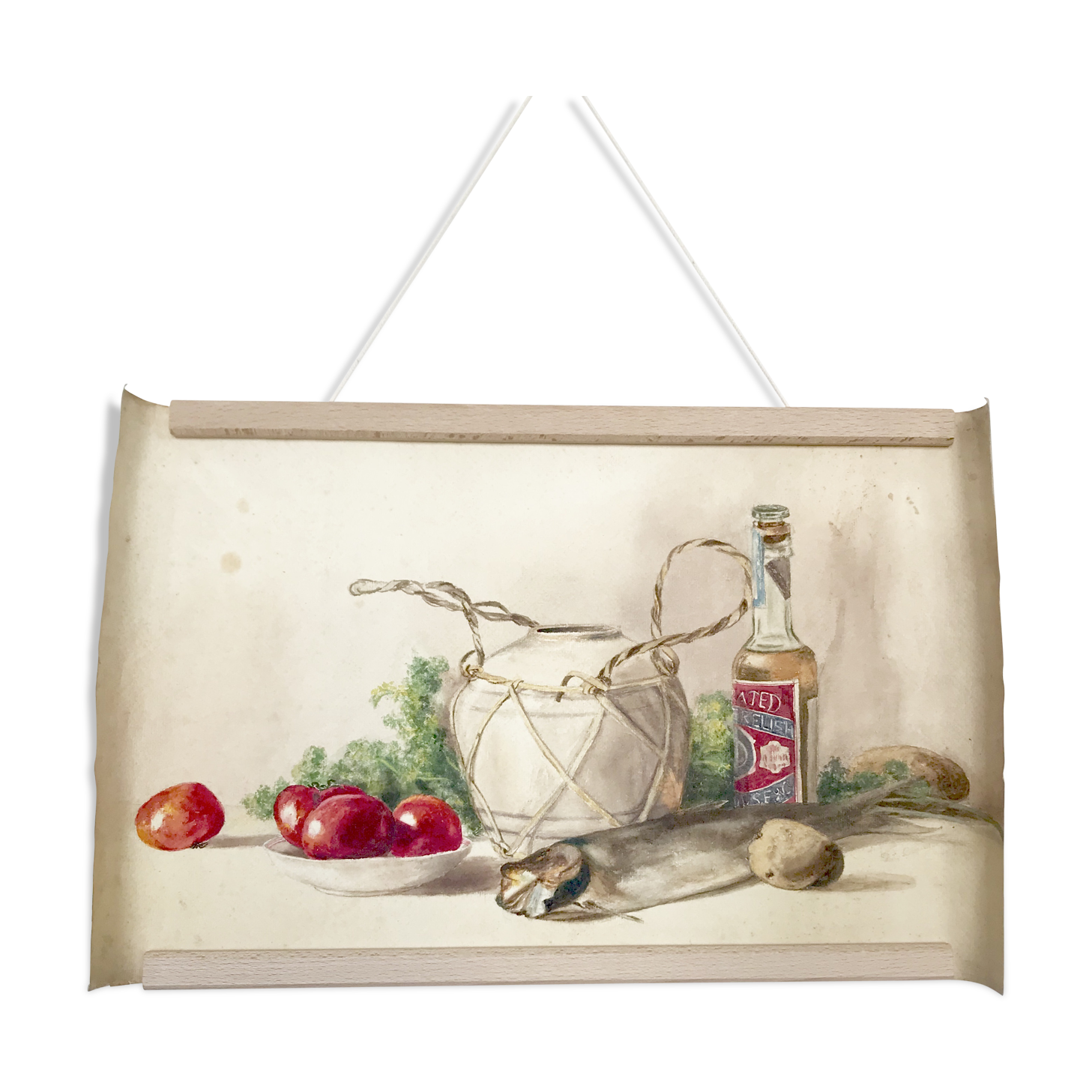 Watercolor depicting a still life