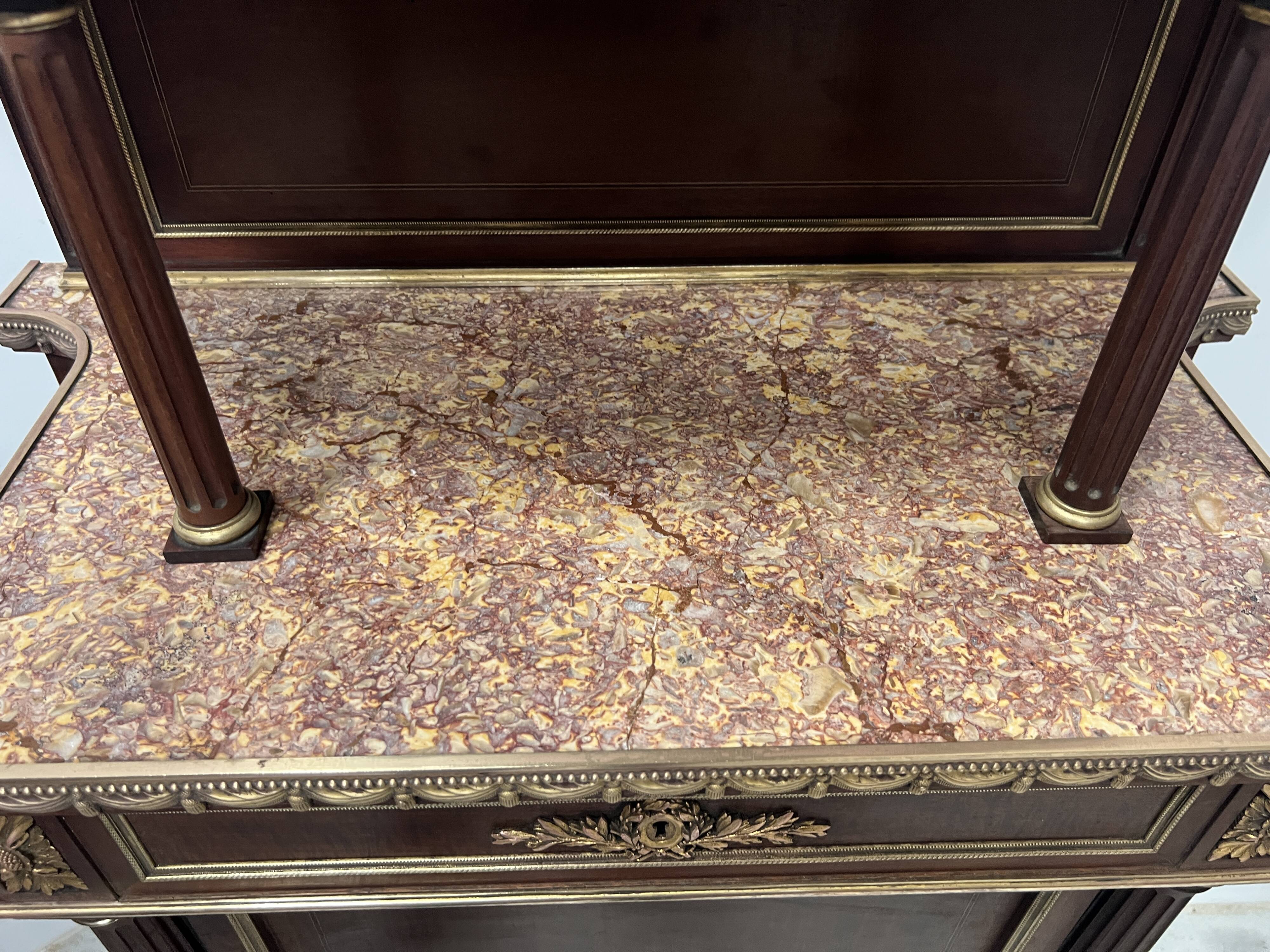 Napoleon III Mahogany and Chiseled Bronze Display Cabinet, 19th Century