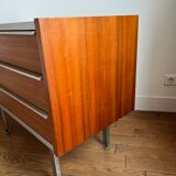 Commode 1960 bois Teck et alu par George Frydman pour EFA