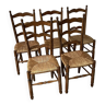 5 chaises en chêne et paille