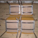 Set of 4 chrome metal chairs and 1970 fabric