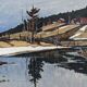 1948 Mid-Century Modern Swedish "Still" Vintage Landscape Oil Painting, Framed