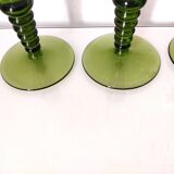 Set of 4 crystal glasses with green foot