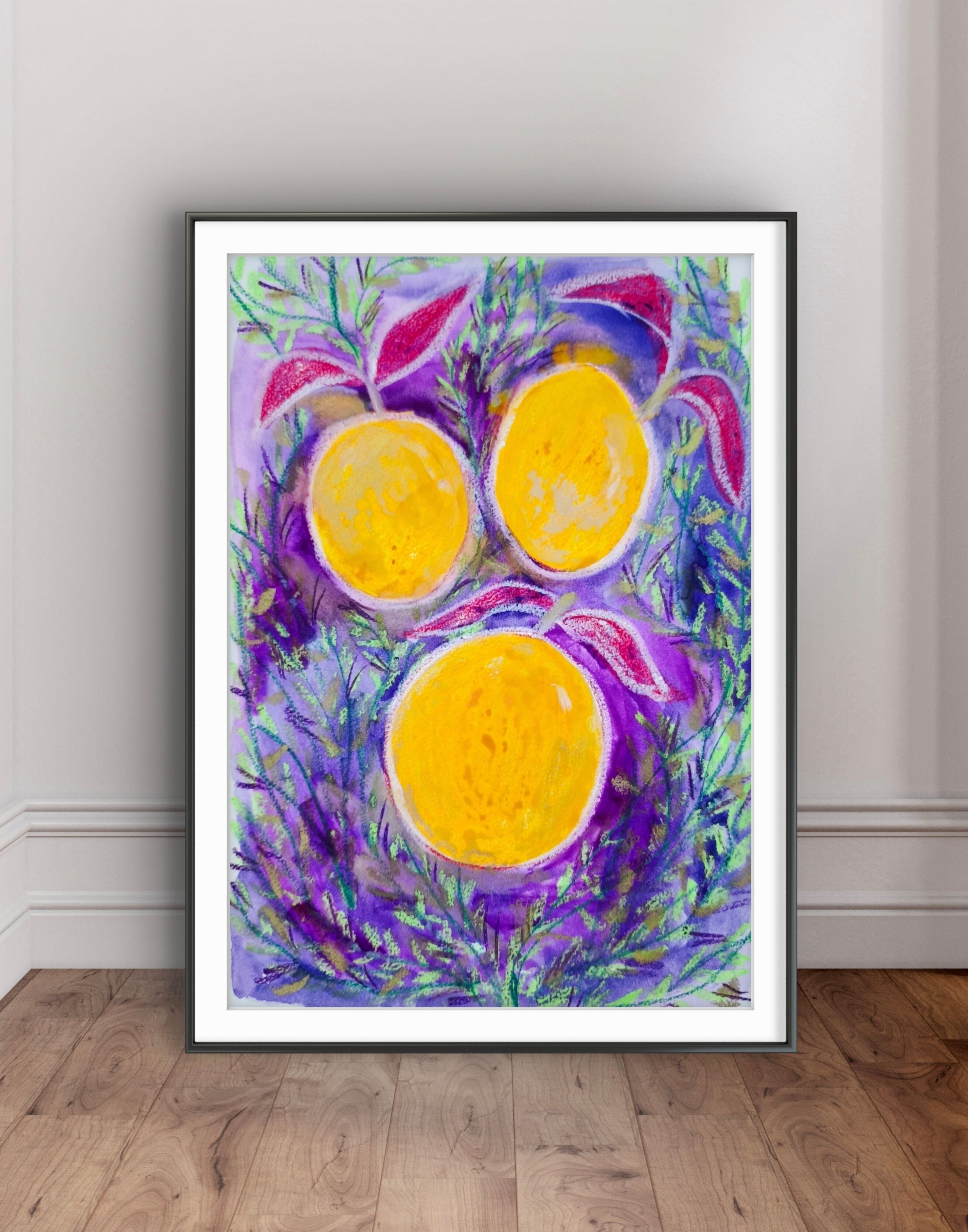 Affiche illustration mandarines abstrait