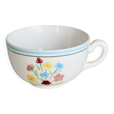 Vintage Salins earthenware chocolate cup - Floral pattern