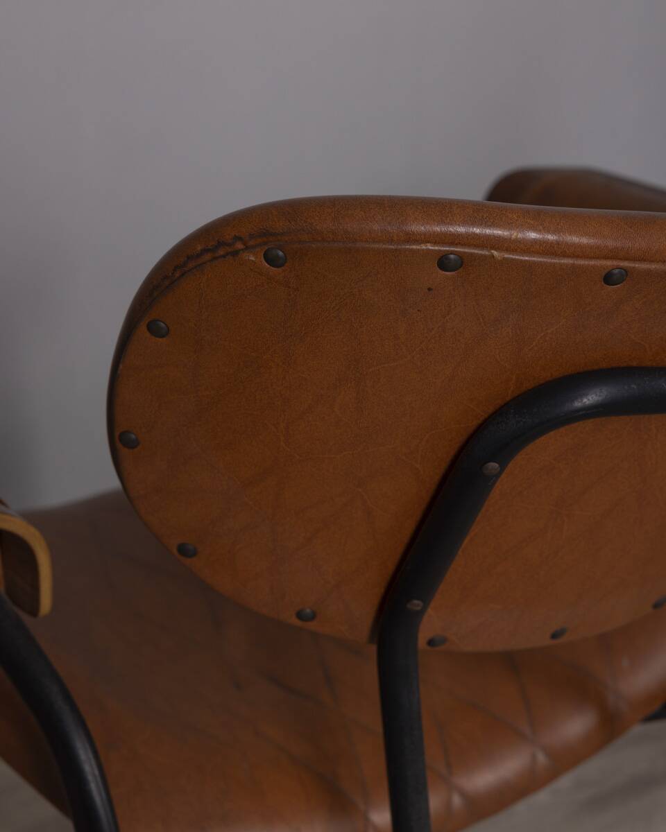 Vintage leather chair by gastone rinaldi for rima, 1950s