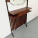Vintage Italian hall cabinet with mirror and teak shelves
