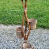 Rattan and bamboo plant holder from the 50s