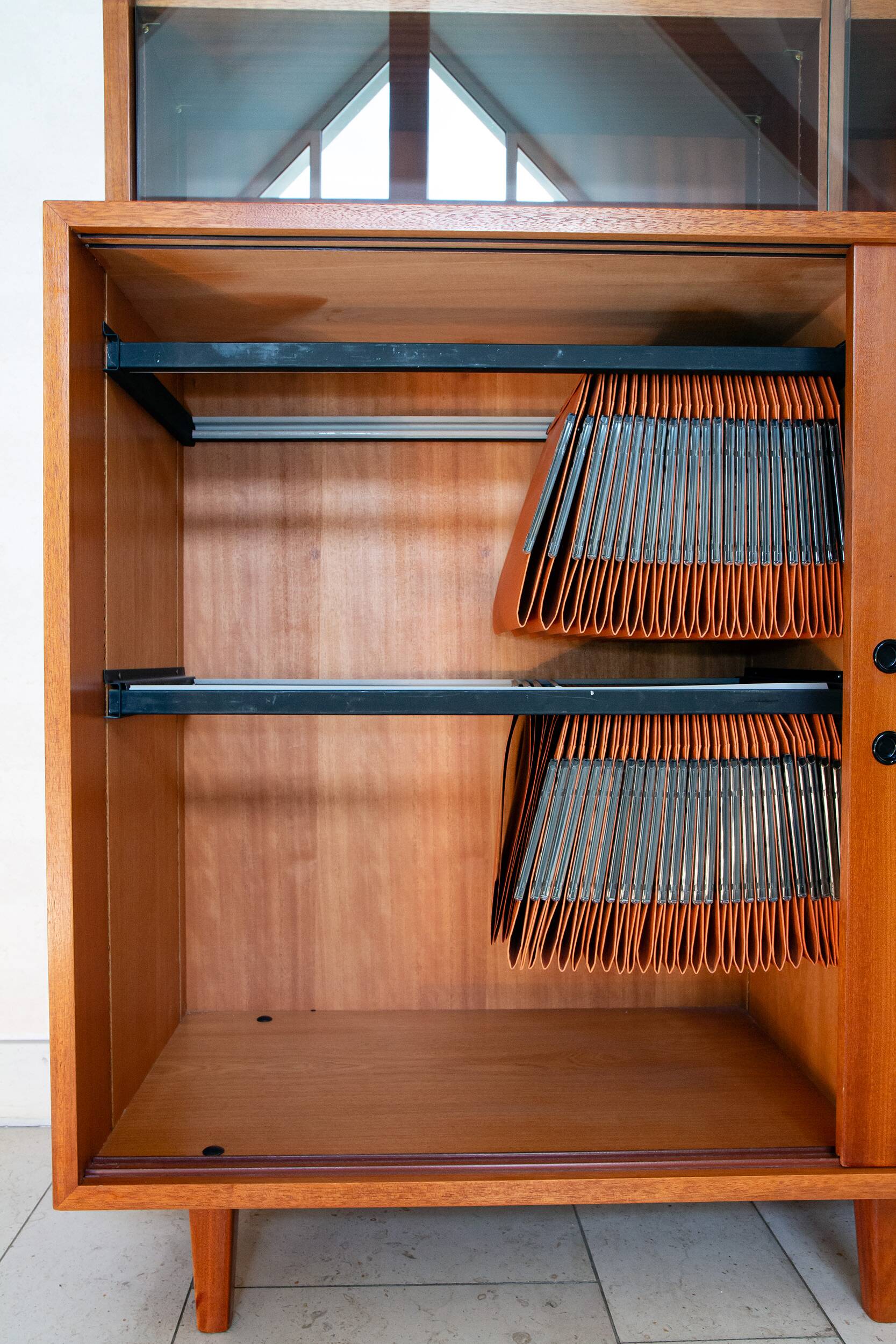 Burwood bookcase, mahogany and display case, 1976