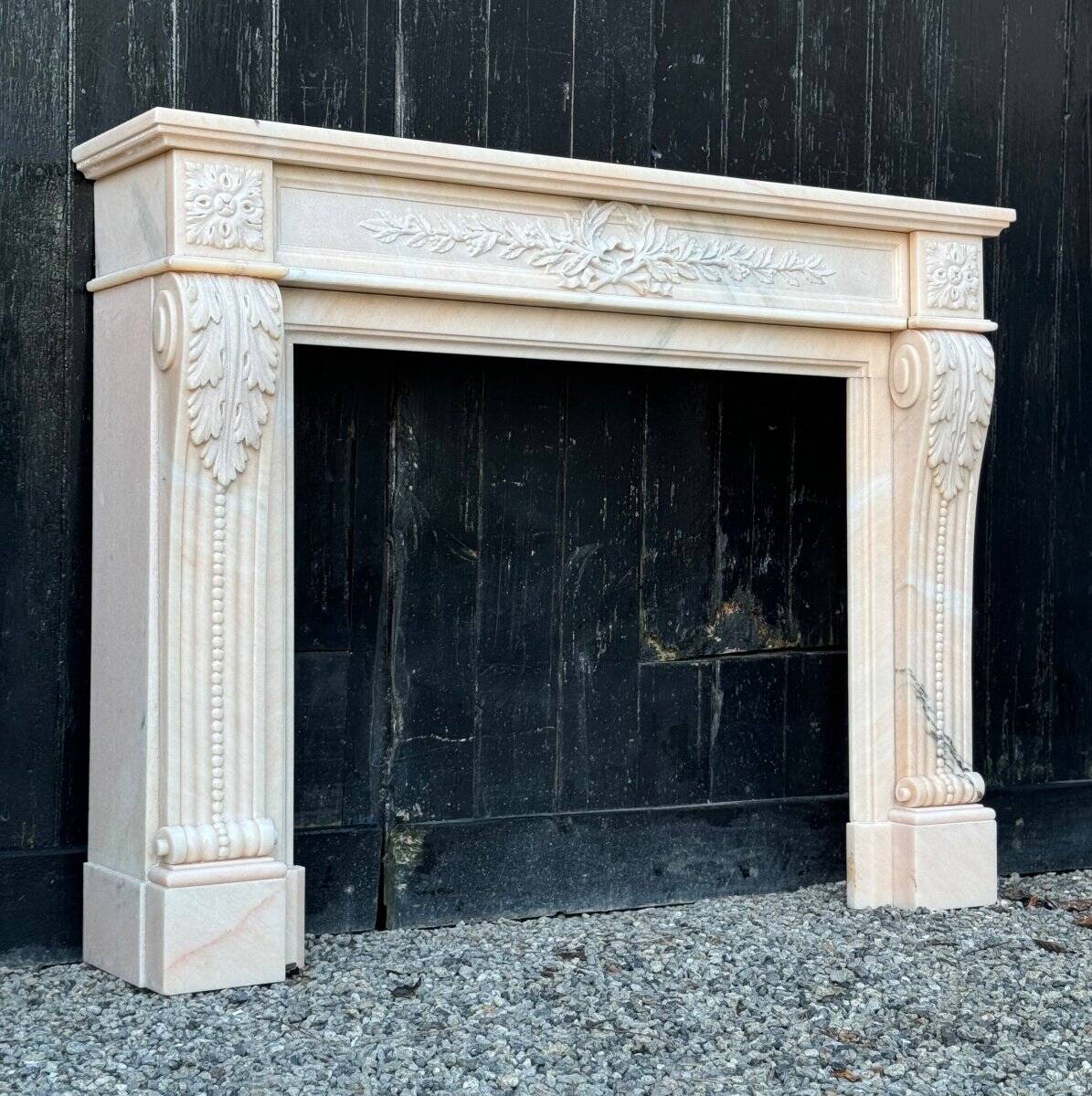 Louis XVI Style Fireplace in Pink Marble Circa 1980