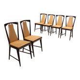 Vintage design chairs by Osvaldo Borsani in wood and faux leather, 1950s.