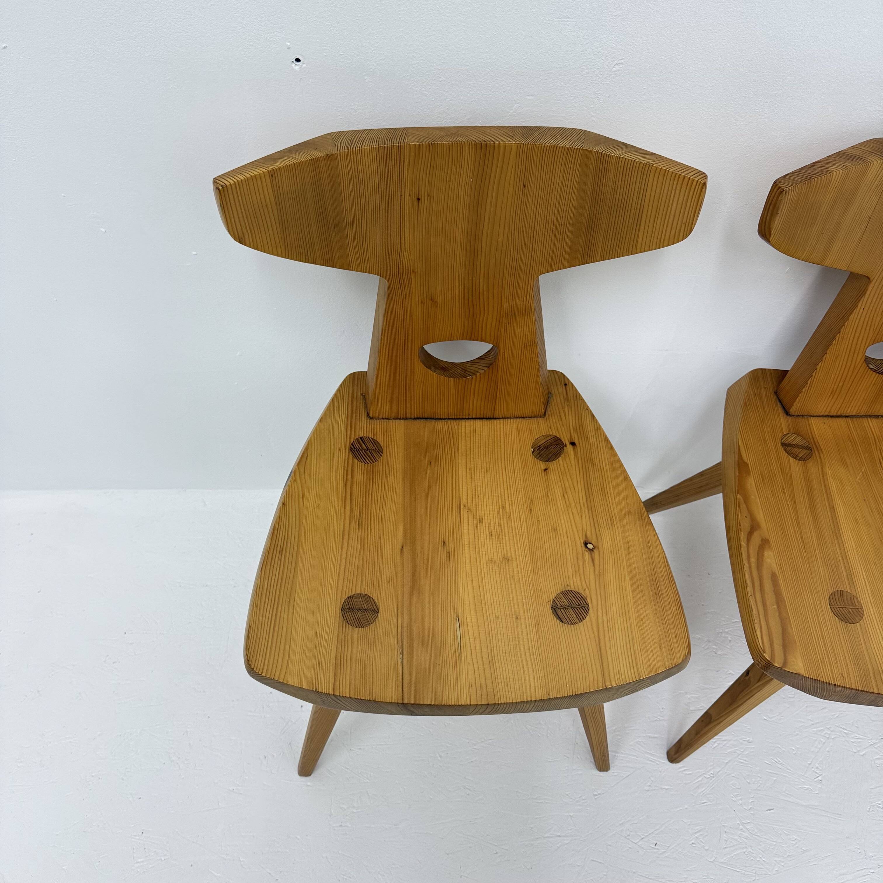 Jacob Kielland-Brandt dining chairs solid pine Denmark , 1960s