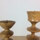 Pair of Scandinavian turned wooden candle holders