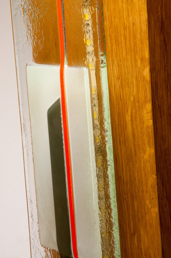 Lampe de bureau en verre et bois par William Olivier